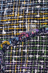 CHANEL Dress 11S Black Pink Blue Multi color Zipper Tweed 38 
