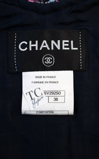 CHANEL Dress 11S Black Pink Blue Multi color Zipper Tweed 38 