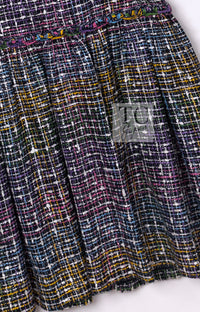 CHANEL 11S Black Pink Blue Multi color Zipper Tweed Dress 38 シャネル ブラック ブルー ピンク ブルー マルチカラー ジッパー ツイード ワンピース