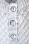 CHANEL 12S Pale Blue White Cotton Stretched Knit Dress 36 シャネル 淡い ペール ブルー ホワイト コットン ストレッチ ニット ワンピース 即発