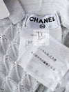 CHANEL 12S Pale Blue White Cotton Stretched Knit Dress 36 シャネル 淡い ペール ブルー ホワイト コットン ストレッチ ニット ワンピース 即発