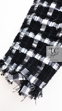 CHANEL 11C Black White Check Cardigan Jacket Gripox Button 38 14