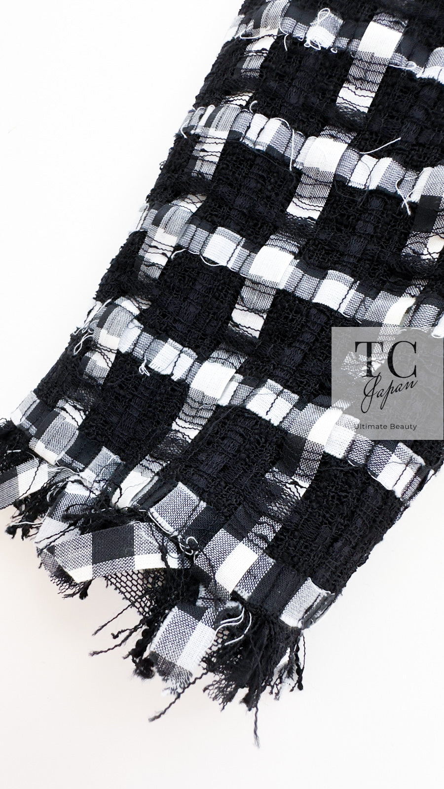 CHANEL 11C Black White Check Cardigan Jacket Gripox Button 38 14