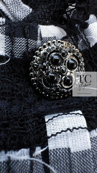 CHANEL 11C Black White Check Cardigan Jacket Gripox Button 38 6