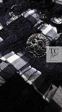CHANEL 11C Black White Check Cardigan Jacket Gripox Button 38 7