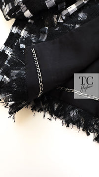 CHANEL 11C Black White Check Cardigan Jacket Gripox Button 38 9