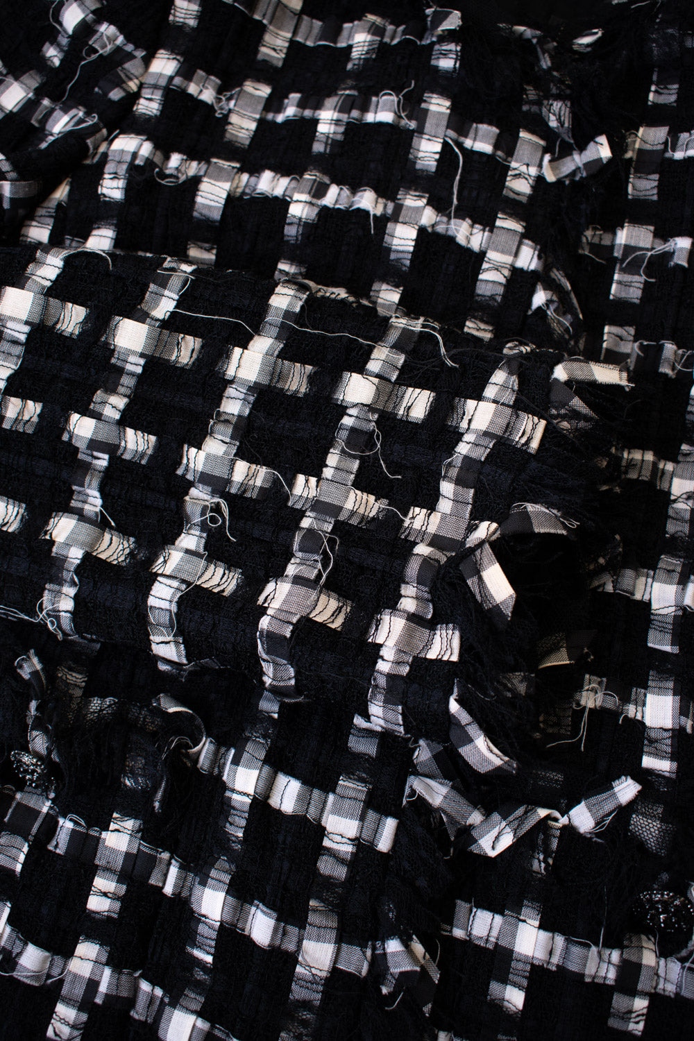 CHANEL 11C Black White Check Cardigan Jacket Gripox Button 38 8