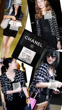 CHANEL 11C Black White Check Cardigan Jacket Gripox Button 38 2
