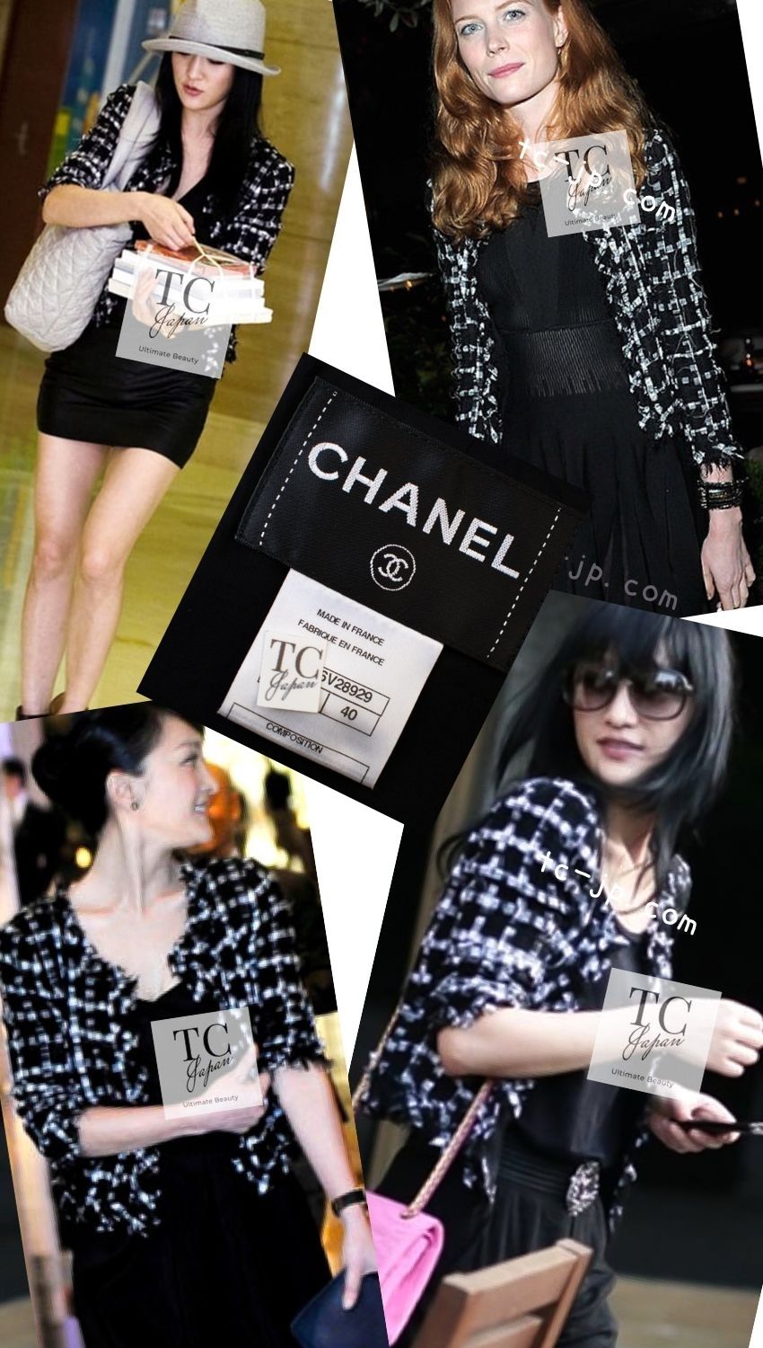 CHANEL 11C Black White Check Cardigan Jacket Gripox Button 38 2