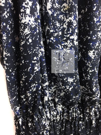 CHANEL 12S Navy Blue Silk Chiffon Dress 40 シャネル ネイビー ブルー 濃紺 シルク シフォン ワンピース 即発