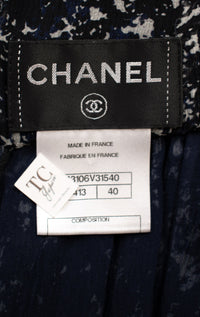 CHANEL 12S Navy Blue Silk Chiffon Dress with Silk Stole 40 シャネル ネイビー ブルー 濃紺 シルク シフォン ワンピース シルク ストール付き