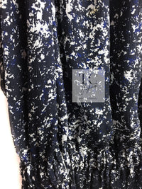 CHANEL 12S Navy Blue Silk Chiffon Dress with Silk Stole 40 シャネル ネイビー ブルー 濃紺 シルク シフォン ワンピース シルク ストール付き