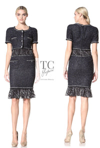 CHANEL 12S Navy Blue Silk Chiffon Dress with Silk Stole 40 シャネル ネイビー ブルー 濃紺 シルク シフォン ワンピース シルク ストール付き