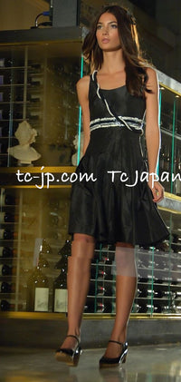 CAHNEL 07C Black White Keira Knightley Silk Tafta Cocktail Dress 36 38 シャネル ブラック ホワイト女優 キーラ ナイトレイ 着 シルク タフタ カクテル ドレス ワンピース 即発