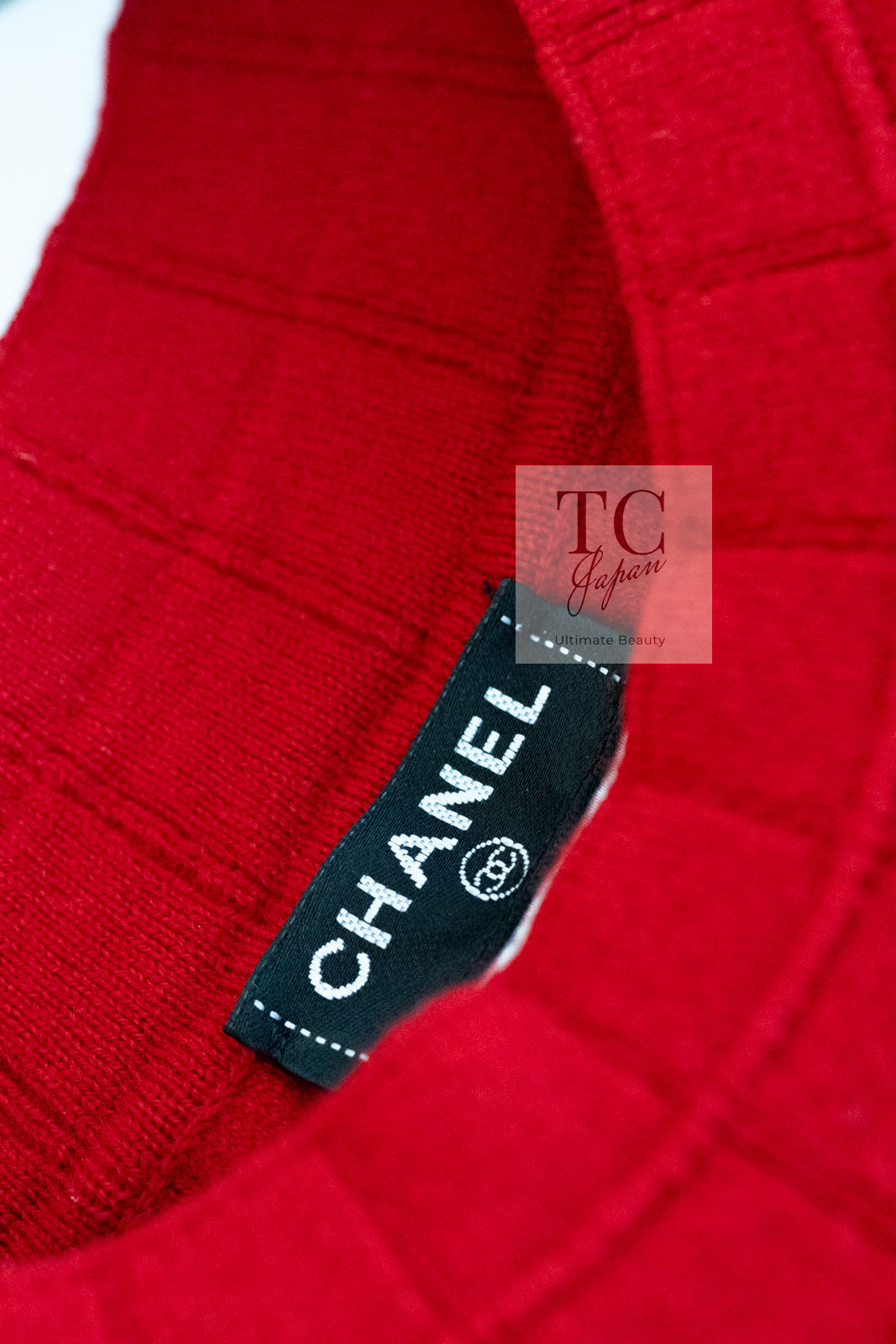 シャネル ワンピース CHANEL レッド ウール カシミヤ ニット 10PF Red