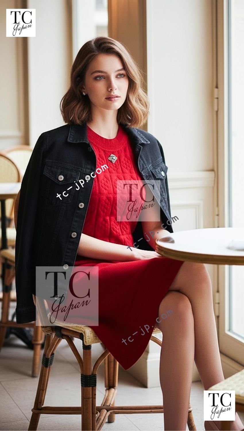 CHANEL 10PF Red Wool Cashmere Camellia Knit Dress 36 38 シャネル レッド ウール カシミヤ ニット ワンピース 即発