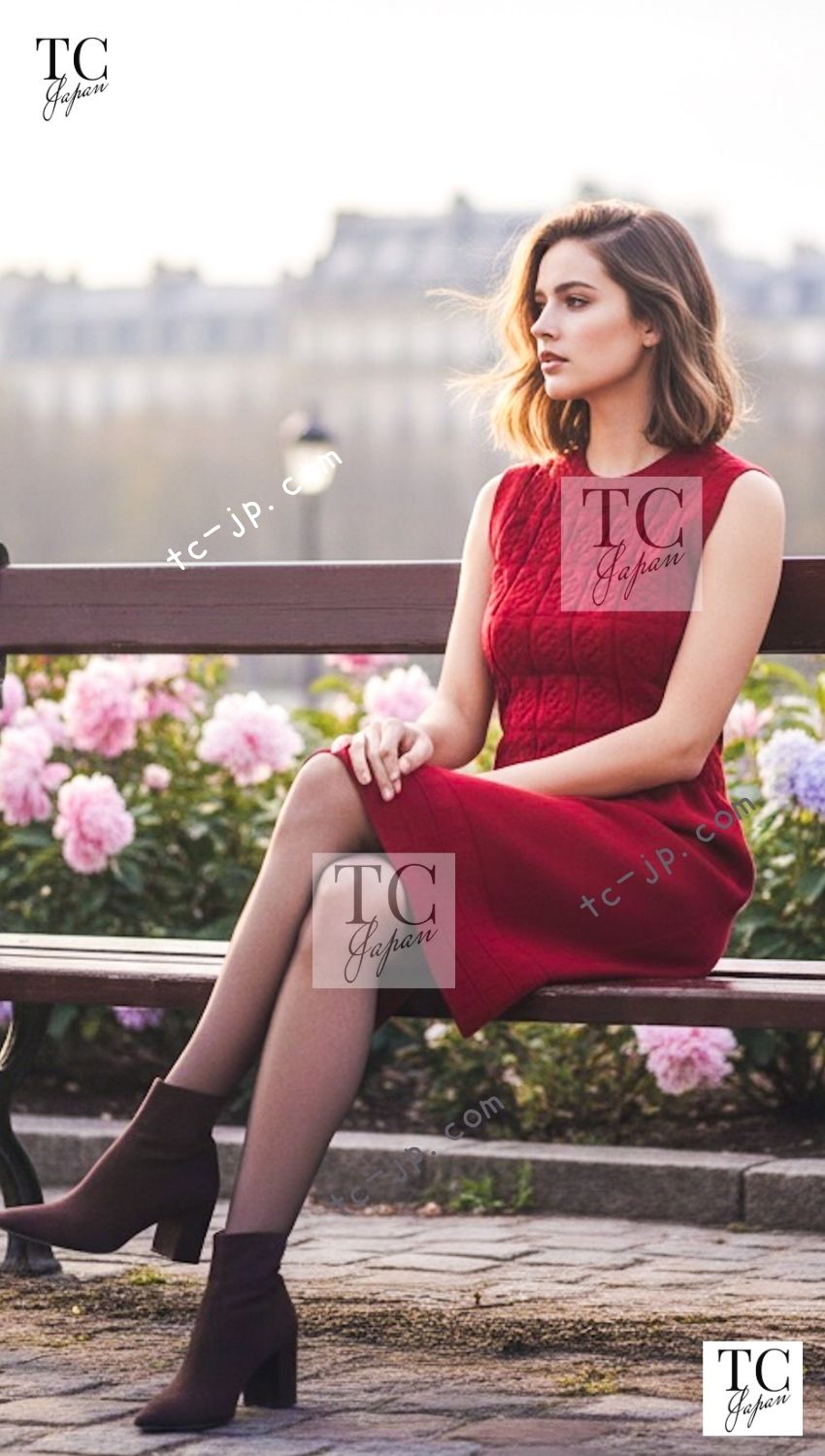 シャネル ワンピース CHANEL レッド ウール カシミヤ ニット 10PF Red