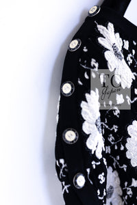 CHANEL 14C Black Ivory Camellia Flower Knit Tops 38 シャネル ブラック アイボリー カメリア 花柄 ニット トップス 即発