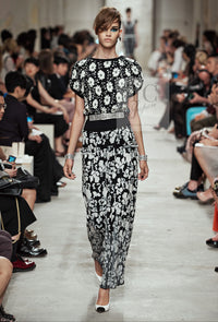 CHANEL 14C Black Ivory Camellia Flower Knit Tops 38 シャネル ブラック アイボリー カメリア 花柄 ニット トップス 即発