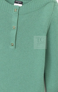CHANEL 12A Seafoam Green CC Turn Lock Cashmere Knit Dress 38 シャネル シーフォーム グリーン CC ターンロック カシミア ニット ワンピース 即発