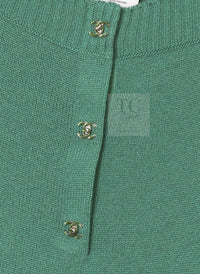 CHANEL 12A Seafoam Green CC Turn Lock Cashmere Knit Dress 38 シャネル シーフォーム グリーン CC ターンロック カシミア ニット ワンピース 即発