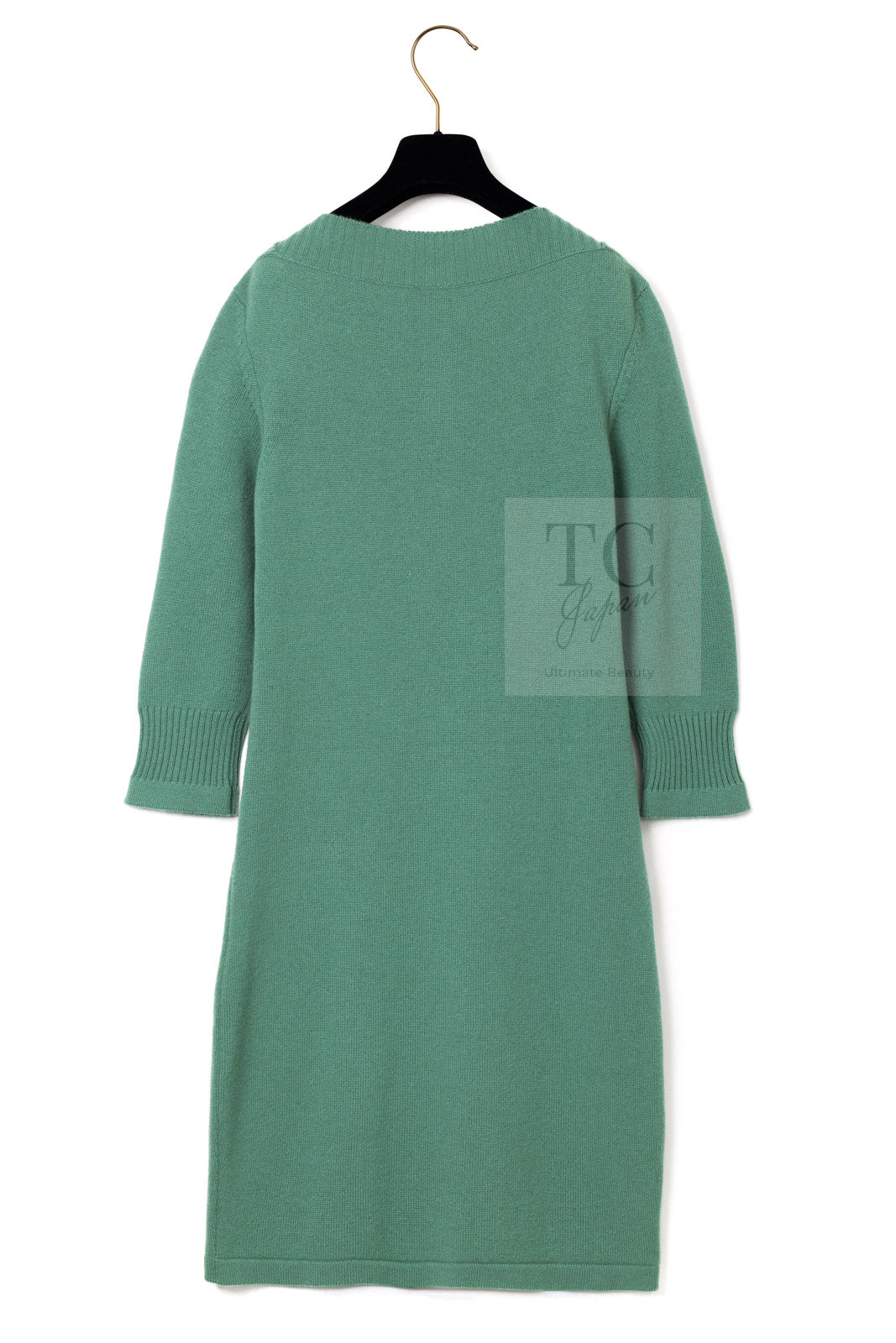 CHANEL 12A Seafoam Green CC Turn Lock Cashmere Knit Dress 38 シャネル シーフォーム グリーン CC ターンロック カシミア ニット ワンピース 即発