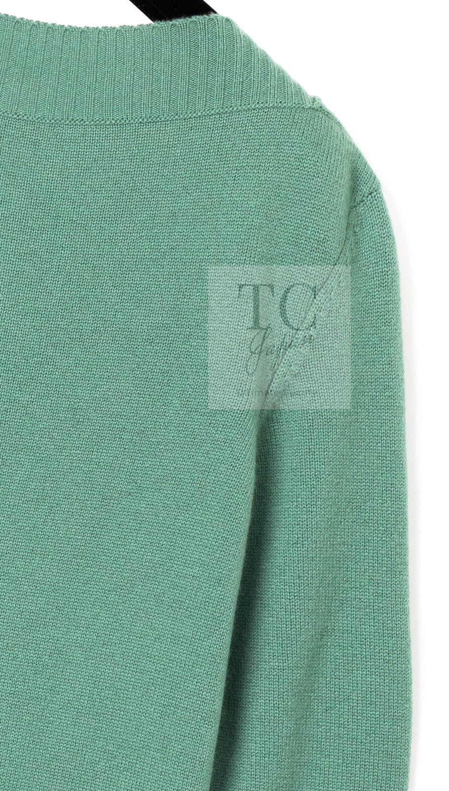 CHANEL 12A Seafoam Green CC Turn Lock Cashmere Knit Dress 38 シャネル シーフォーム グリーン CC ターンロック カシミア ニット ワンピース 即発
