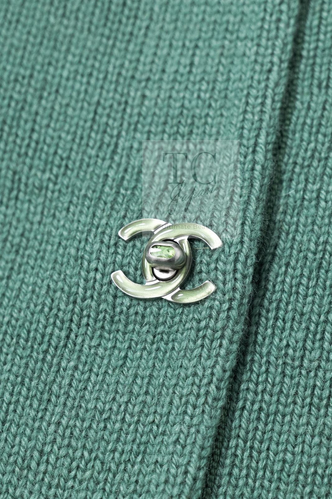 CHANEL 12A Seafoam Green CC Turn Lock Cashmere Knit Dress 38 シャネル シーフォーム グリーン CC ターンロック カシミア ニット ワンピース 即発