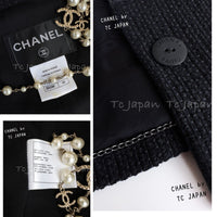 CHANEL 15S Keira Knightley Black Lace CC Button Cotton Tweed Jacket 46 シャネル ジャケット キーラ ナイトレイ着用 ブラック ツイード ココボタン 希少サイズ