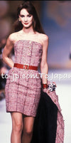 CHANEL 88S Vintage Red Ivory Mademoiselle Buttons Jacket Skirt Suit 36 38 シャネル ヴィンテージ レッド アイボリー マドモアゼル ボタン ツイード ジャケット スカート スーツ 即発