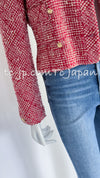 CHANEL 88S Vintage Red Ivory Mademoiselle Buttons Jacket Skirt Suit 36 38 シャネル ヴィンテージ レッド アイボリー マドモアゼル ボタン ツイード ジャケット スカート スーツ 即発