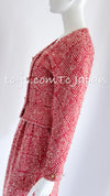 CHANEL 88S Vintage Red Ivory Mademoiselle Buttons Jacket Skirt Suit 36 38 シャネル ヴィンテージ レッド アイボリー マドモアゼル ボタン ツイード ジャケット スカート スーツ 即発