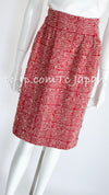 CHANEL 88S Vintage Red Ivory Mademoiselle Buttons Jacket Skirt Suit 36 38 シャネル ヴィンテージ レッド アイボリー マドモアゼル ボタン ツイード ジャケット スカート スーツ 即発