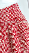 CHANEL 88S Vintage Red Ivory Mademoiselle Buttons Jacket Skirt Suit 36 38 シャネル ヴィンテージ レッド アイボリー マドモアゼル ボタン ツイード ジャケット スカート スーツ 即発