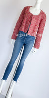 CHANEL 88S Vintage Red Ivory Mademoiselle Buttons Jacket Skirt Suit 36 38 シャネル ヴィンテージ レッド アイボリー マドモアゼル ボタン ツイード ジャケット スカート スーツ 即発