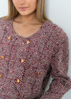 CHANEL 88S Vintage Red Ivory Mademoiselle Buttons Jacket Skirt Suit 36 38 シャネル ヴィンテージ レッド アイボリー マドモアゼル ボタン ツイード ジャケット スカート スーツ 即発