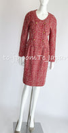 CHANEL 88S Vintage Red Ivory Mademoiselle Buttons Jacket Skirt Suit 36 38 シャネル ヴィンテージ レッド アイボリー マドモアゼル ボタン ツイード ジャケット スカート スーツ 即発