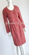 CHANEL 88S Vintage Red Ivory Mademoiselle Buttons Jacket Skirt Suit 36 38 シャネル ヴィンテージ レッド アイボリー マドモアゼル ボタン ツイード ジャケット スカート スーツ 即発