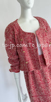 CHANEL 88S Vintage Red Ivory Mademoiselle Buttons Jacket Skirt Suit 36 38 シャネル ヴィンテージ レッド アイボリー マドモアゼル ボタン ツイード ジャケット スカート スーツ 即発