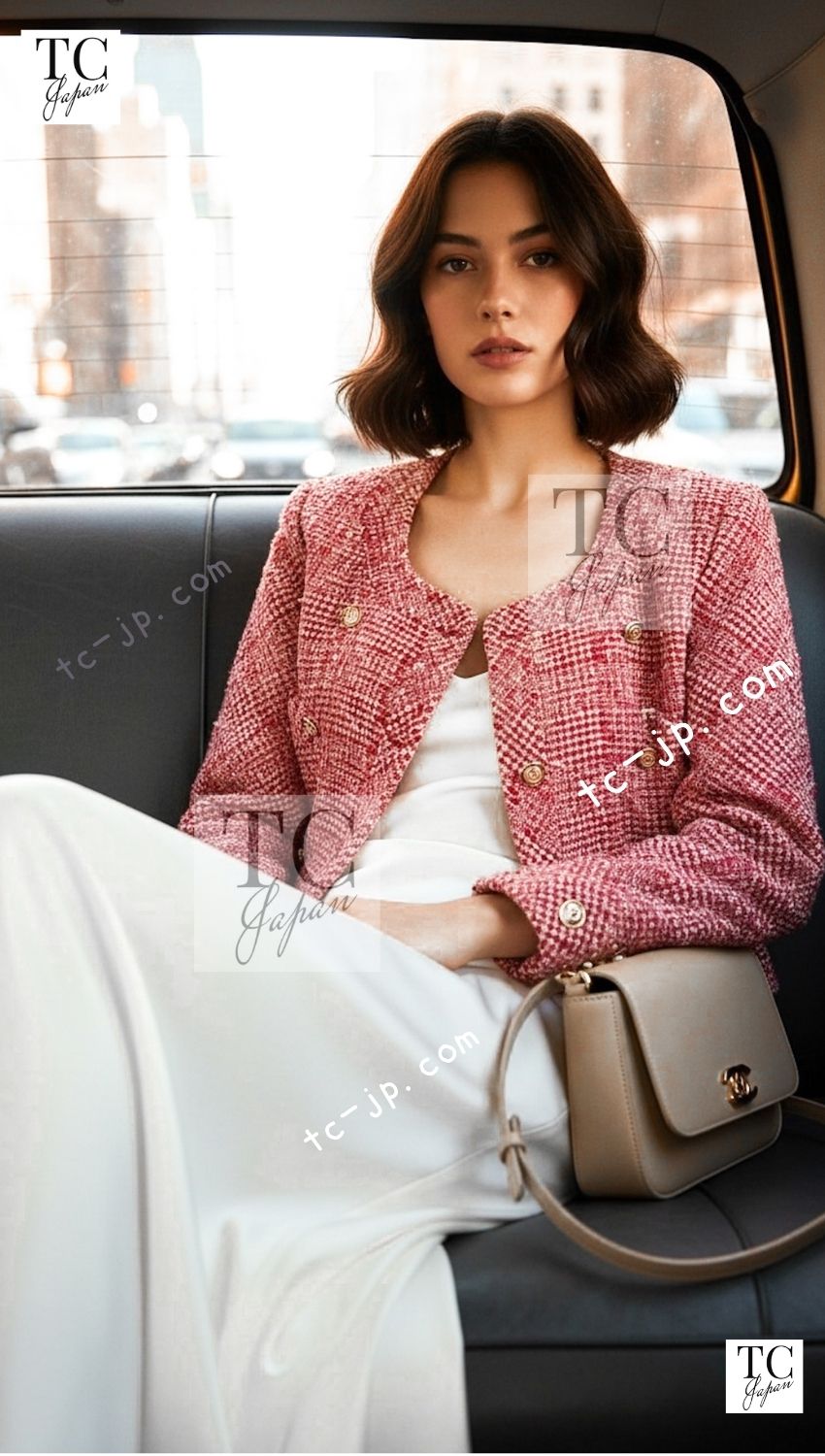 CHANEL 88S Vintage Red Ivory Mademoiselle Buttons Jacket Skirt Suit 36 38 シャネル ヴィンテージ レッド アイボリー マドモアゼル ボタン ツイード ジャケット スカート スーツ 即発