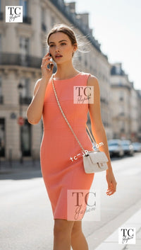 CHANEL 91C Vintage Apricot Gold Button Cotton Jacket Dress Setup 34 36 38 シャネル ヴィンテージ アプリコット CC ゴールド ボタン コットン ジャケット ワンピース セットアップ 即発
