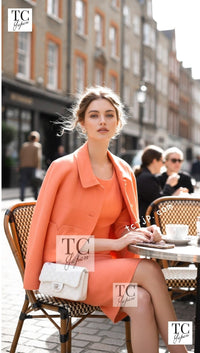 CHANEL 91C Vintage Apricot Gold Button Cotton Jacket Dress Setup 34 36 38 シャネル ヴィンテージ アプリコット CC ゴールド ボタン コットン ジャケット ワンピース セットアップ 即発