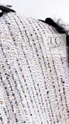 CHANEL 04S Ivory Grey Black Fringe Tweed Jacket Skirt Suit 36 38 シャネル アイボリー グレー ブラック フリンジ ツイード ジャケット スカート スーツ 即発