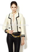 CHANEL 06PF Ivory Black Trim Boucle Tweed Jacket 38 シャネル アイボリー ブラック トリミング ブークレ ツイード ジャケット 即発