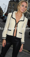 CHANEL 06PF Ivory Black Trim Boucle Tweed Jacket 38 シャネル アイボリー ブラック トリミング ブークレ ツイード ジャケット 即発