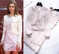 CHANEL 04C White Candy Mix Frill Trimmed Tweed Jacket Dress 36 38 シャネル ホワイト キャンディー ミックス フリル トリム ツイード ジャケット ワンピース スーツ セットアップ 即発