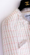 CHANEL 04C White Candy Mix Frill Trimmed Tweed Jacket Dress 36 38 シャネル ホワイト キャンディー ミックス フリル トリム ツイード ジャケット ワンピース スーツ セットアップ 即発