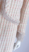 CHANEL 04C White Candy Mix Frill Trimmed Tweed Jacket Dress 36 38 シャネル ホワイト キャンディー ミックス フリル トリム ツイード ジャケット ワンピース スーツ セットアップ 即発