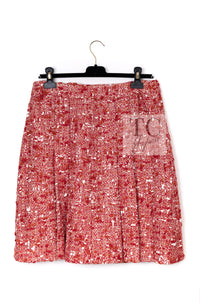 CHANEL 01A Vintage Red Wool Cropped Tweed Jacket Skirt Suit 42 10