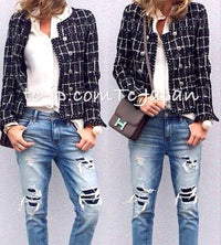 CHANEL 14S Pink White Cotton Collarless Double Jacket 34 シャネル ピンク ホワイト コットン ノーカラー ダブル ジャケット 即発 - TC JAPAN